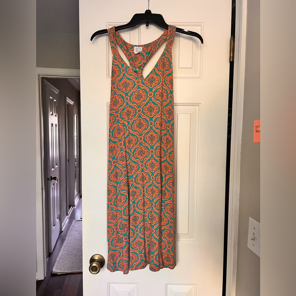 Sigrid Olsen Orange and Teal Patterned T-Back Dress